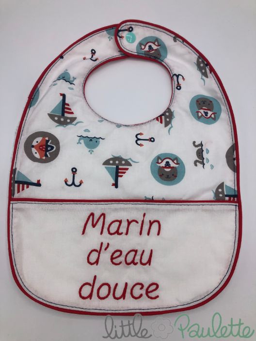 Bavoir brodé Marin
