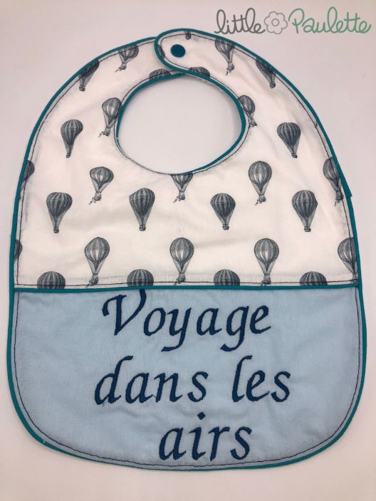 Bavoir brodé Montgolfières