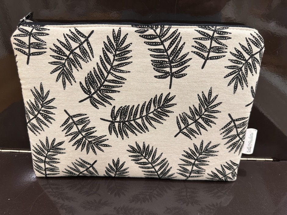 Pochette plate en toile à feuillages