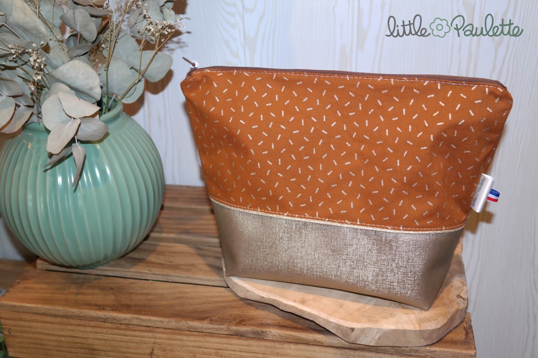 Trousse de toilette simili cuir et coton enduit - Lina