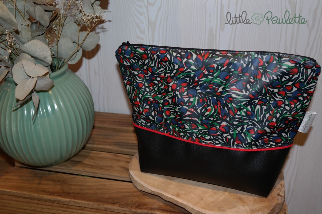 Trousse de toilette simili cuir et coton enduit - Martine
