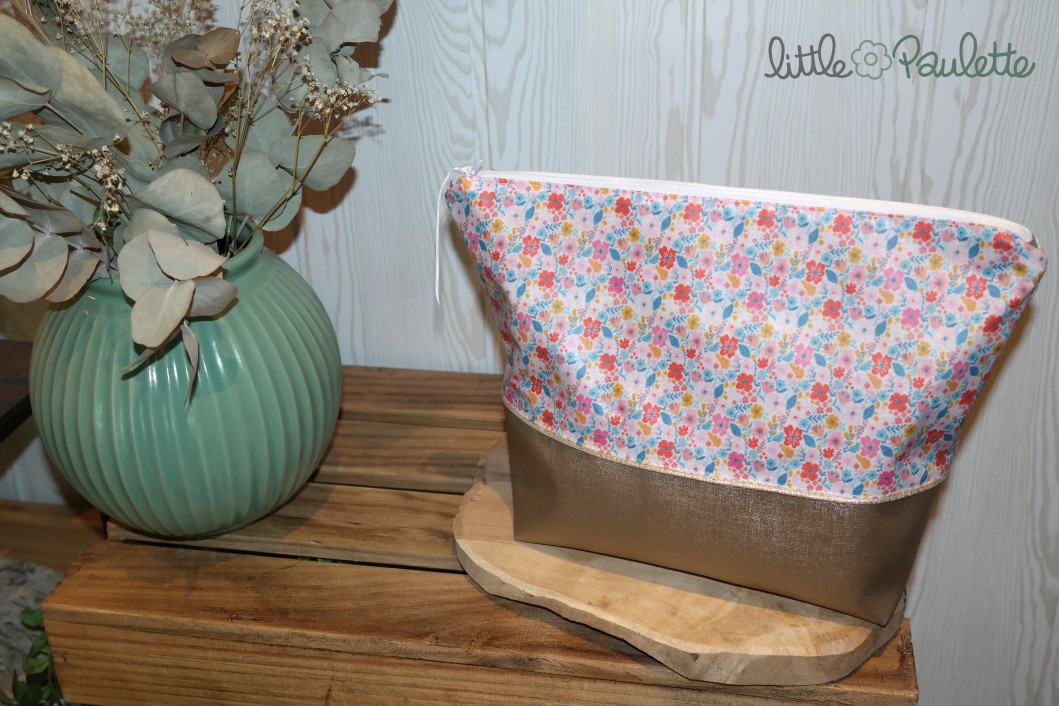 Trousse de toilette simili cuir et coton enduit - Jeanne