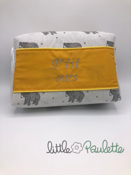 Trousse de toilette brodée - P'tit ours