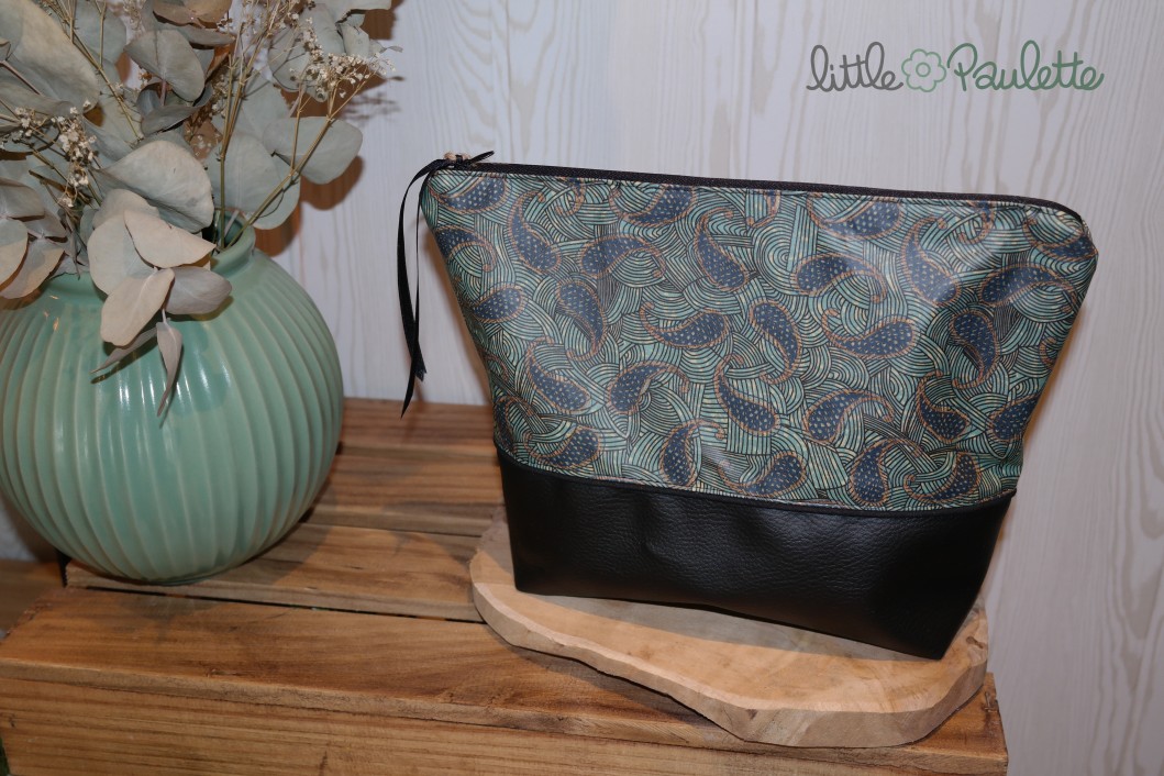 Trousse de toilette simili cuir et coton enduit - Denise